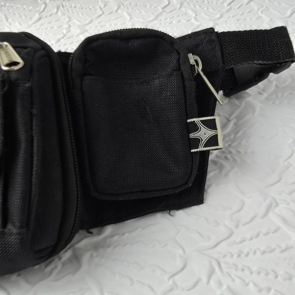 Eastport Fanny Pack 90s Hip Waist‎ Bag 6 Pockets Black Hiking Travel Vintage